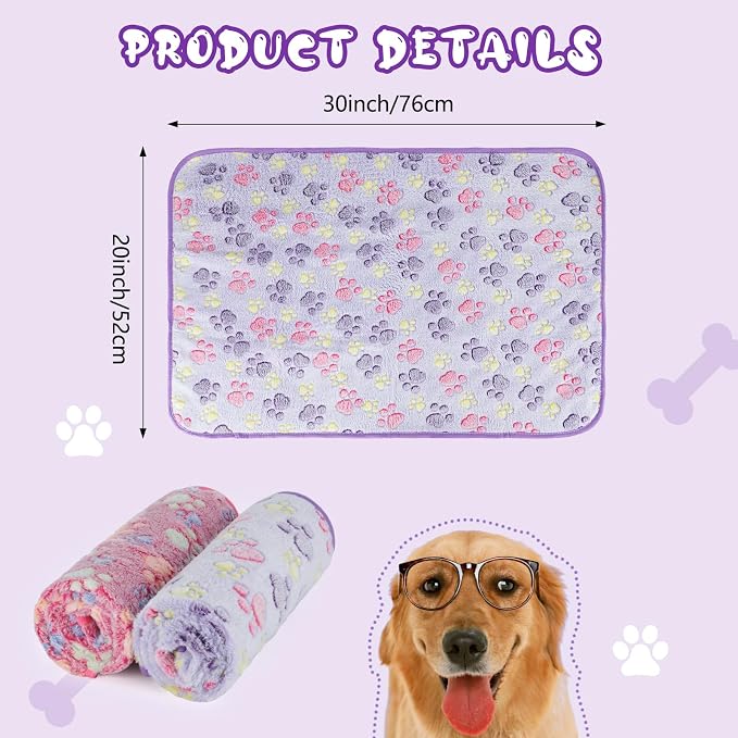 YUEPET 2 Pack Waterproof Dog Blankets, Puppy Blanket for Small-Medium Dogs | Machine Washable, Waterproof Inner Layer, Sofa Bed Cover, Reversible Fleece, 30x20", Small Dogs & Cats, Purple Pink - Image 2