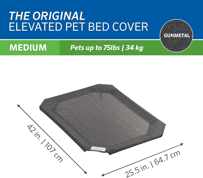 The Original Coolaroo Elevated Pet Bed Replacement Cover, Medium, Gunmetal - Image 3