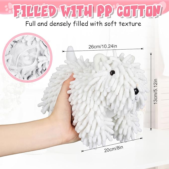 Tegeme 1 Pcs Chenille Dog Hand Towel Fuzzy Towel Absorbent Microfiber Soft for Bathroom Kitchen Washstand (White,Standing Dog) - Image 2