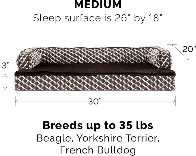 Furhaven Replacement Dog Bed Cover Comfy Couch Plush & Décor Sofa-Style, Machine Washable - Diamond Brown, Medium - Image 3
