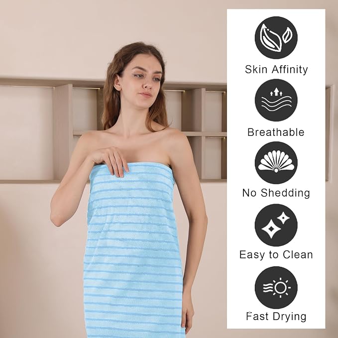 Mistyrose Blue Bath Towels - 8 Pack Large Absorbent Microfiber Set - 2 Oversized Bath Sheets, 2 Hand Towels, 4 Washcloths for Family, Hotel, Spa, Gym - Image 3