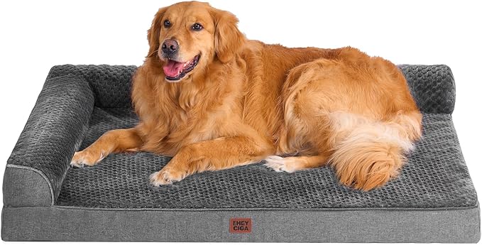 EHEYCIGA Extra Large Dog Bed Othorpedic, Memory Foam XL Dog Bed with Washable Removable Cover, Waterproof Pet Sofa Couch XLarge Size Dogs with Nonskid Bottom, 44x32x6.5, Dark Grey by EHEYCIGA
