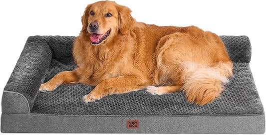 EHEYCIGA Extra Large Dog Bed Othorpedic, Memory Foam XL Dog Bed with Washable Removable Cover, Waterproof Pet Sofa Couch XLarge Size Dogs with Nonskid Bottom, 44x32x6.5, Dark Grey by EHEYCIGA