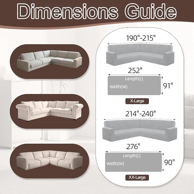 1OO% Waterproof Sectional Couch Covers for Dogs L Shaped Corner Sofa Cover Washable Chenille Sofa Slipcovers Blanket Modern Jacquard Pet Furniture Protector (91"x276", Boho Brown Cream) - Image 3