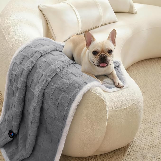 Luciphia Waterproof Dog Blanket, Reversible Fleece & Sherpa, Couch Cover | Soft plush fluffy, washable, puppy, cat, dog bed, crate, car seat, sofa, throw, furniture protector,Gray,Medium(57" x 40") - Image 5