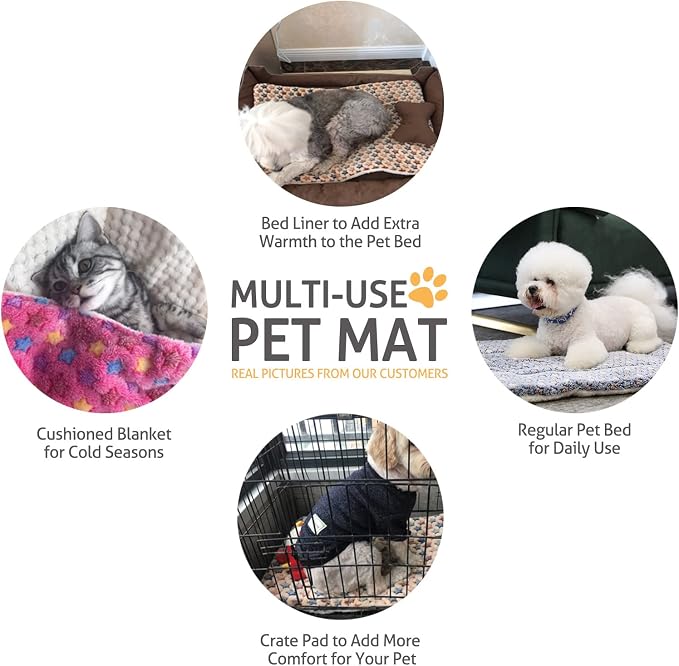 Mora Pets Dog Bed Crate Pad Ultra Soft Pet Bed with Cute Star Print Washable Crate Mat for Large Medium Small Dogs Reversible Fleece Dog Crate Kennel Mat Cat Bed Liner 41 x 29 inch Brown - Image 5