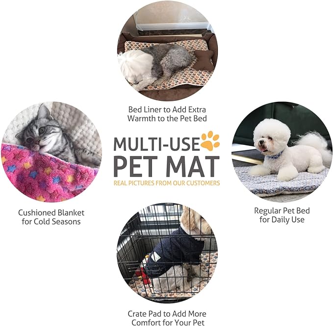 Mora Pets Dog Bed Crate Pad Ultra Soft Pet Bed with Cute Star Print Washable Crate Mat for Large Medium Small Dogs Reversible Fleece Dog Crate Kennel Mat Cat Bed Liner 35 x 22.8 inch Brown - Image 4