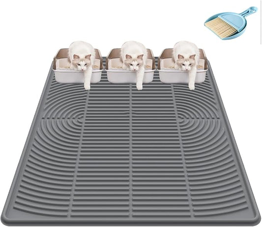 Silicone Cat Litter Mat XL, 47'' x 35'', Extra Large Waterproof Trapping Mat for Litter Box, Easy Clean & Non-Slip by Unknown