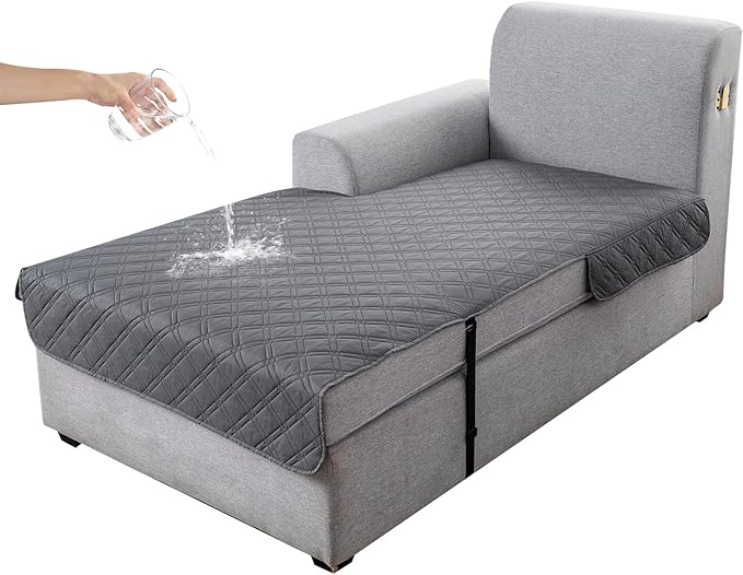 Genina L Shape Couch Cover, Sectional Couch Chaise Covers, Waterproof Washable Sofa Covers for Left L Shape Chaise Lounge, Anti-Slip Sofa Slipcovers for Dogs Cats Pet Friendly(Dark Grey) by Genina