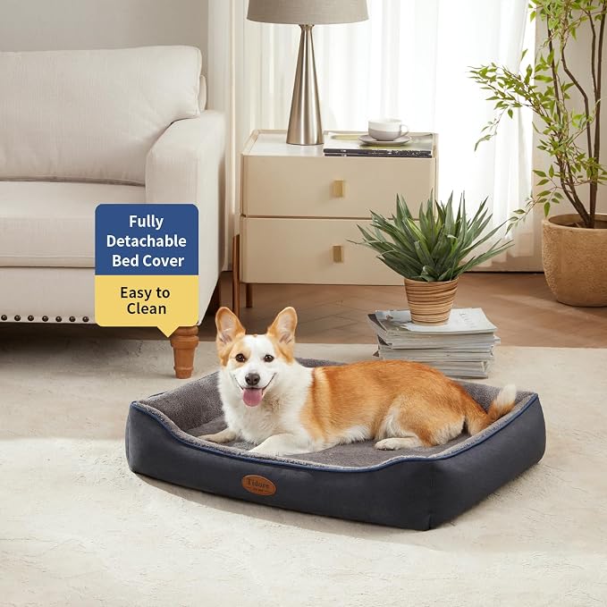 Tidore Orthopedic Dog Beds for Medium Dogs, Durable Egg Crate Foam Sofa Dog Bed wit Washable Removable Cover,Waterproof Lining,Pet Bed for Large Dogs (Navy Blue-Velvet, 31.5" L x 25.2" W x 7" Th) - Image 2