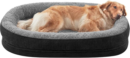 JOEJOY Orthopedic Dog Beds Large Sized Dog, XL Egg-Crate Memory Foam Pet Couch Bed with Bolster Sides, Waterproof Lining, Removable Washable Cover & Non-Slip Bottom, Black by JOEJOY