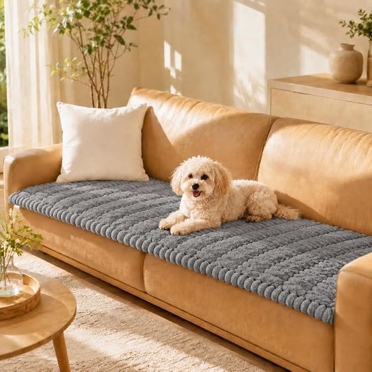 Couch Cover for Dogs, Non Slip Washable Sofa Protector Pet Friendly | Dark Gray Fuzzy For 3 Cushion Couch, Protector for All Sofas (27.6" x 82.7") by Unknown