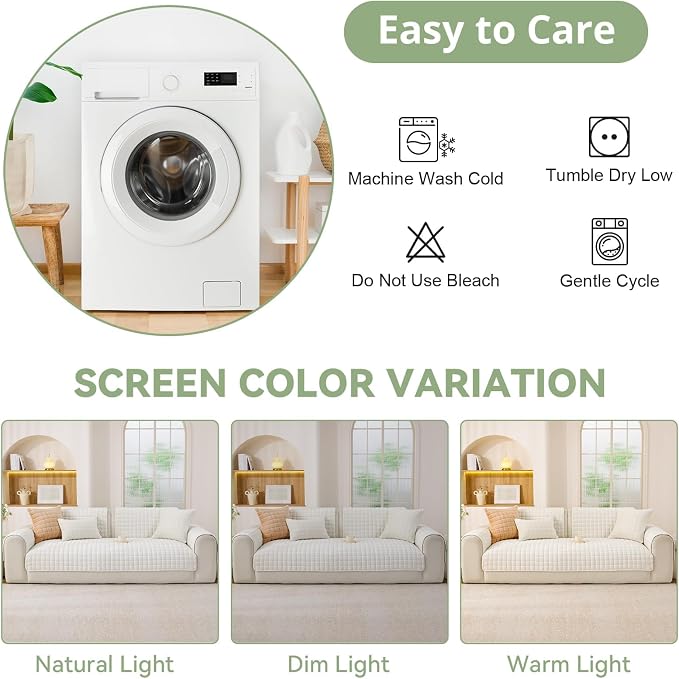 OstepDecor Pet Couch Covers for Sofa, Soft Sofa Covers Washable | Non Slip Dog Couch Protector, Pet Hair, Dirt & Wear Protection, Fits Sofas, Loveseats & Sectionals, 23.6" x 23.6", White - Image 8