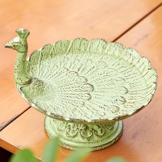 HOUYANG Cast Iron Bird Baths for Outdoors,Metal Bird Feeder,Garden Yard Table Decor | Heavy-duty material suitable for all seasons; also ideal for storing fruit, snacks, and small items indoors. - Image 3