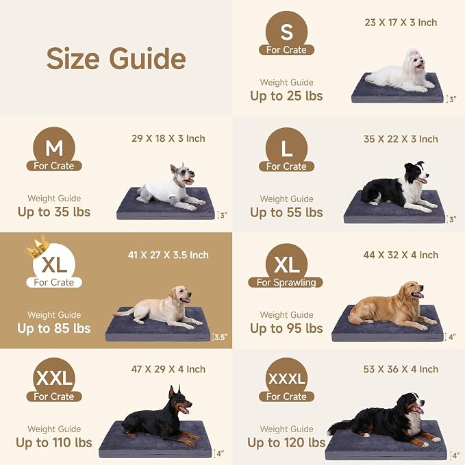 XL Waterproof Dog Bed for Crate, Washable Reversible Kennel Pads, 41x27 | Kennel Pet Bed for Medium Large Dogs with Removable Cover, Waterproof, Wipeable, Anti-Slip, Outdoor, Dark Grey - Image 7