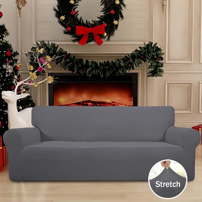 Easy-Going Stretch Oversized Sofa Couch Slipcover Washable Gray | 1-Piece Extra large Sofa Cover Furniture Protector Couch Soft with Bottom for Kids, Polyester Spandex Jacquard - Image 2