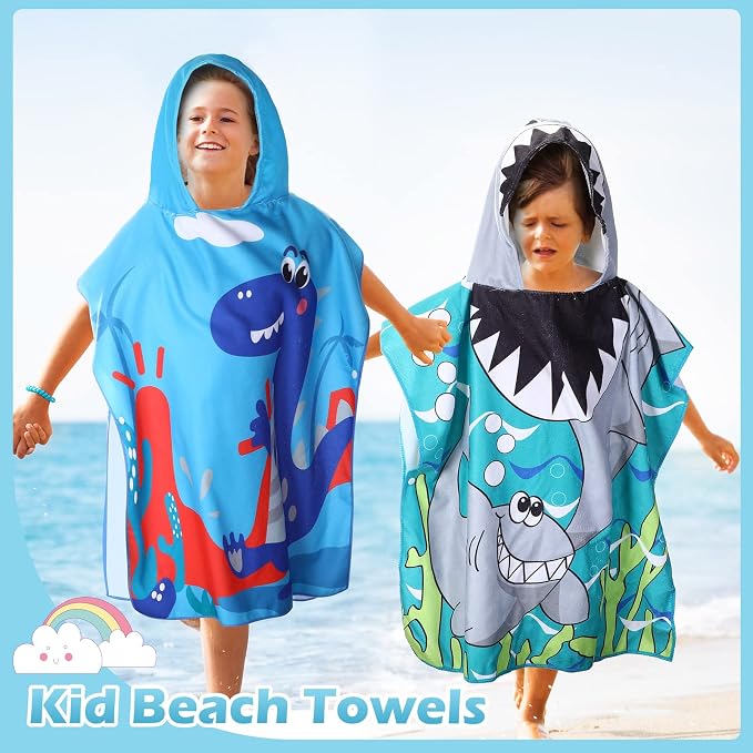 Oudain 6 Pcs Kids Hooded Towel Kids Bath Poncho Towels with Hood Microfiber for Boy Girls Toddler (47 x 24 Inch,Lovely Style) - Image 6