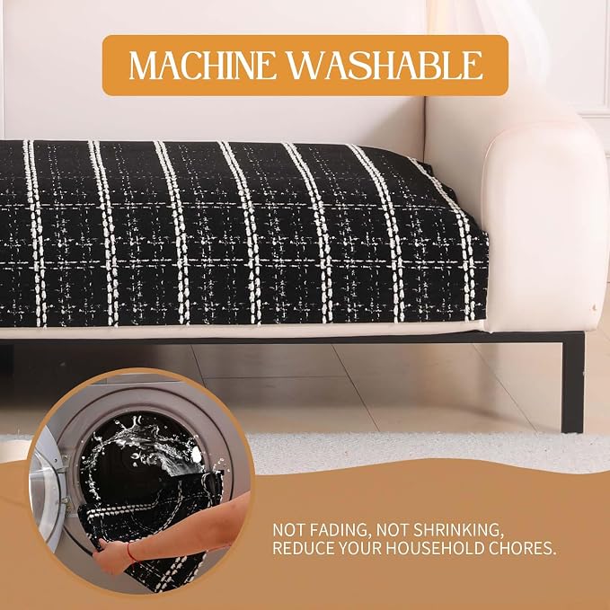Waterproof Couch Cover for Dogs Washable,Chenille Pet Couch Covers for Sofa,Non-Slip Couch Covers for 3 Cushion Couch Sofa Pet Friendly (Black, 36x62（1pc）) - Image 7