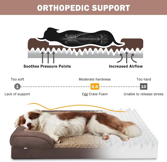 INVENHO Orthopedic Dog Bed for Extra Large Dogs, XXL Egg-Crate Foam Dog Couch with Washable Removable Cover, Waterproof Lining and Nonskid Bottom - Image 2