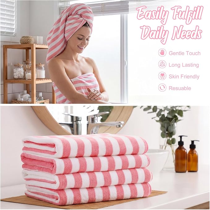 SmoothNovelty 12 Pack Microfiber Bath Towels Bulk 30'' x 70'' Oversized Beach Towel Extra Large Big Shower Body Sheet Highly Absorbent Soft Drying for Pool Bathroom Salon Hotel Party(Pink) - Image 4