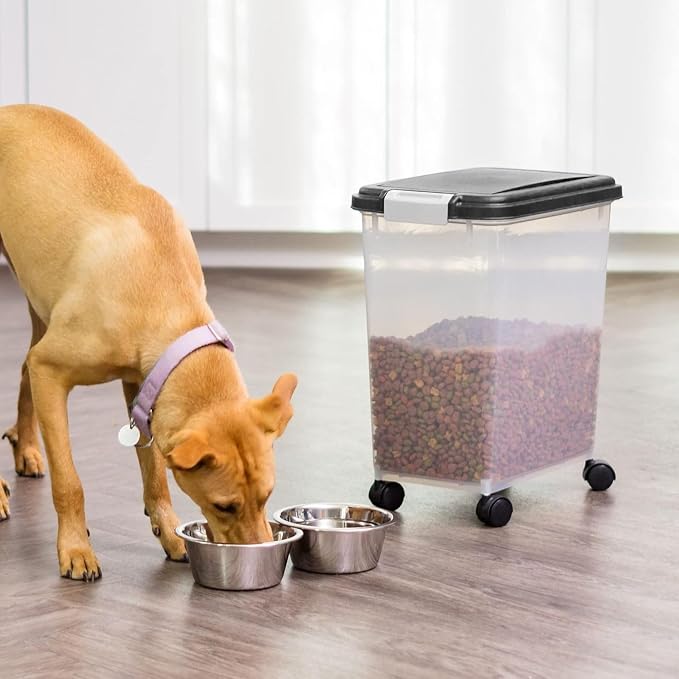 IRIS USA Dog Food Storage Container, Airtight, 30 lb Capacity, Wheels | Airtight seal keeps kibble, bird seed, and pet food fresh while wheels provide easy mobility around the home. - Image 2