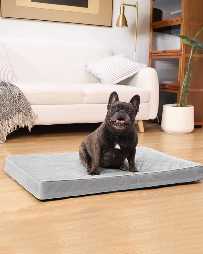 NUPIDA Orthopedic Dog Beds for Medium Dogs Waterproof Dog Bed for Crate, with Removable Washable Cover and Non-Slip Bottom, 29x18 Inch, Light Gray - Image 8