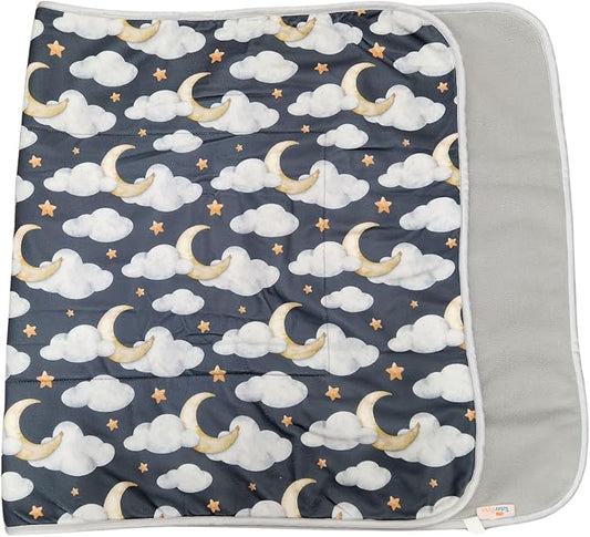 Tater Pets Guinea Pig Fleece Cage Liner - Tidy Mat - Lap Pad - Corner Pad - Absorbent - Machine Washable - for Guinea Pigs and Hedgehogs (2x5 C&C (28"x 70"), Clouds and Moons) by TaterPets
