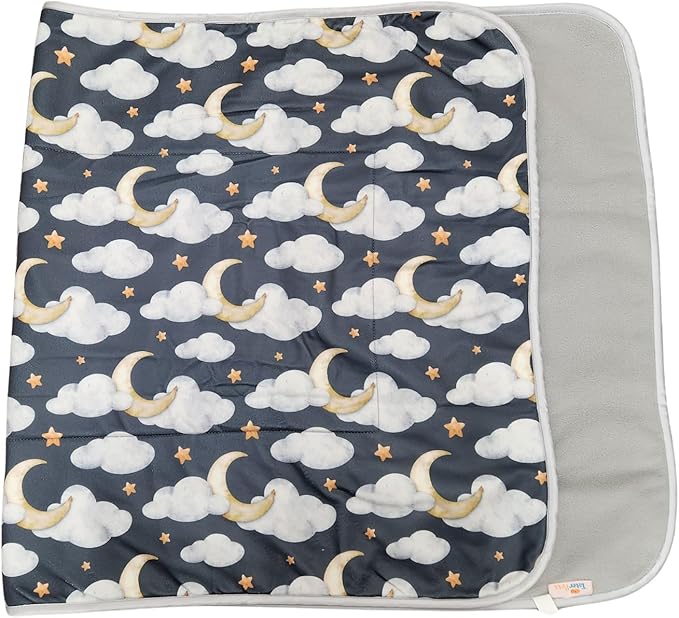Tater Pets Guinea Pig Fleece Cage Liner - Tidy Mat - Lap Pad - Corner Pad - Absorbent - Machine Washable - for Guinea Pigs and Hedgehogs (2x4 C&C (28"x 56"), Clouds and Moons) by TaterPets