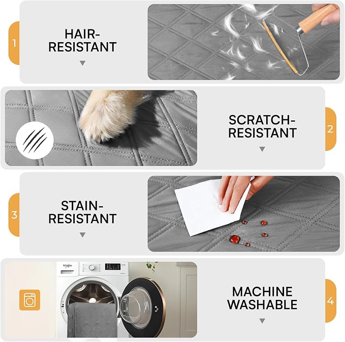 Luciphia Waterproof Couch Cover for Dogs, Non-Slip Pet Sofa Protector | Non-slip waterproof couch cover scratch-resistant machine washable protects sofa bed, Light Grey, 68" x 82" - Image 4