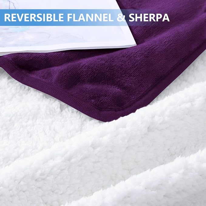 Smiry Waterproof Dog Bed Blanket, Leakproof Pet Throw Blanket for Bed Couch Sofa, Reversible Sherpa Fleece Furniture Protector Cover for Small Medium Large Dogs Cats (Purple, 60x80 inches) - Image 9