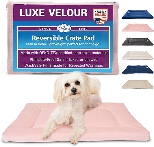 Pet Dreams Dog Crate Pad - Washable Kennel Mat, Crate Pads for Dog Cages, Non-Toxic, Flat Indoor Cat Bed, Fits iCrate 18, 24, 30, 36, 42, 48 Inches (Pink, Large, 36") by PetDreams