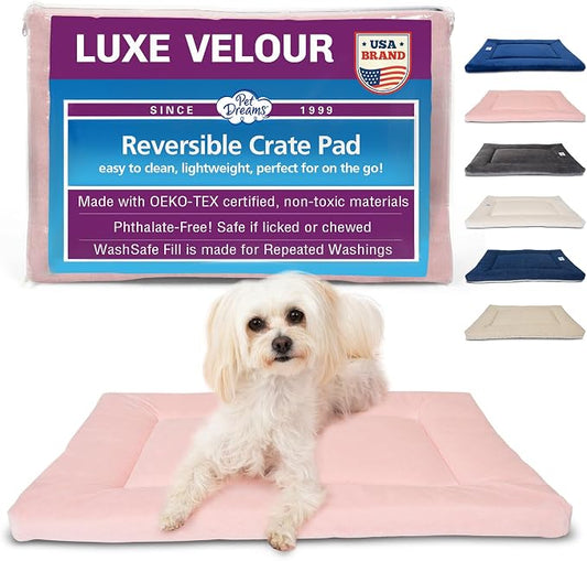Pet Dreams Dog Crate Pad - Washable Kennel Mat, Crate Pads for Dog Cages, Non-Toxic, Flat Indoor Cat Bed, Fits iCrate 18, 24, 30, 36, 42, 48 Inches (Pink, X Large, 42") by PetDreams