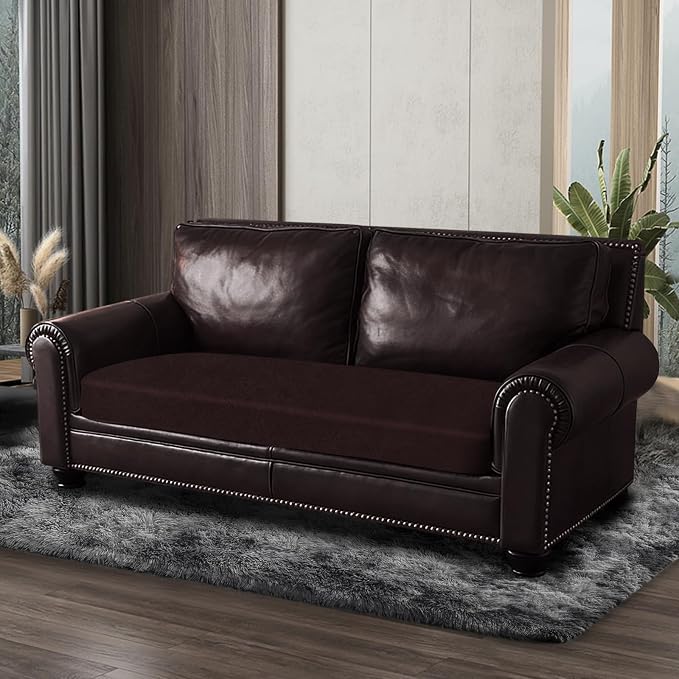 ANARACHON Leather Look Couch Cushion Covers Sofa Seat Slipcovers Sets Couches Furniture Protector for Sectional Armchair Loveseat Pets Kids Stretch Spandex Fabric (1 Cushion Loveseat, Chocolate) - Image 8