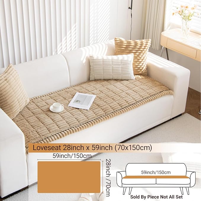 Pet Couch Cover Dogs Washable Non-Slip Couch Protector Fuzzy Cat Sofa Covers for 3 Cushion Sofa Pet Friendly Couch Protector Dog Mat for Couches and Sofas Coffee, 27.6 x 70.9 - Image 5