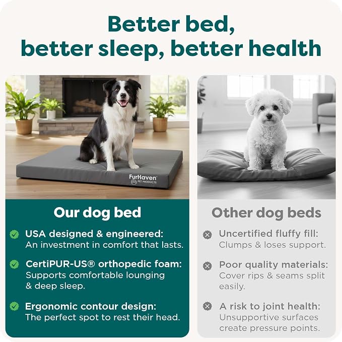 Furhaven Water-Resistant Orthopedic Dog Bed for Large/Medium Dogs w/ Removable Washable Cover, For Dogs Up to 55 lbs - Indoor/Outdoor Logo Print Oxford Polycanvas Mattress - Forest, Large - Image 7