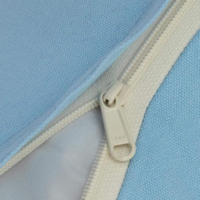 Blueberry Pet Fully Removable Washable Dog Bed Cover Only, Heavy Duty Replacement Cover w/Durable YKK Zippers, for Cats & Dogs Bed 25" x 21" x 10", Baby Blue & Beige Color-Block - Image 6