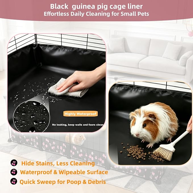 DZWLKJ Waterproof Guinea Pig Cage Liner,Washable Tarp Bottom Base,Cherry Graphic,36"x48", Reusable for Rabbit, Chinchilla, Hedgehog, Ferret & Other Small Animals. - Image 5