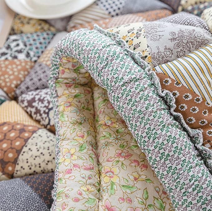 vctops Bohemian Patchwork Cotton Quilted Sofa Couch Cover Floral Pattern Sectional Couch Cover for Living Room Non Slip Soft Floor Mat Chair Seat Cushion(Pattern C,24"x71") - Image 3