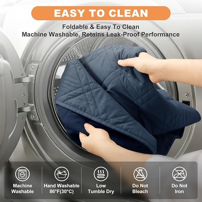 100% Waterproof Dog Bed Cover Pet Blanket(42"x50"),7-Layer Reversible Washable Sofa Couch for Furniture Car (Berlin Blue+Navy Blue) - Image 7