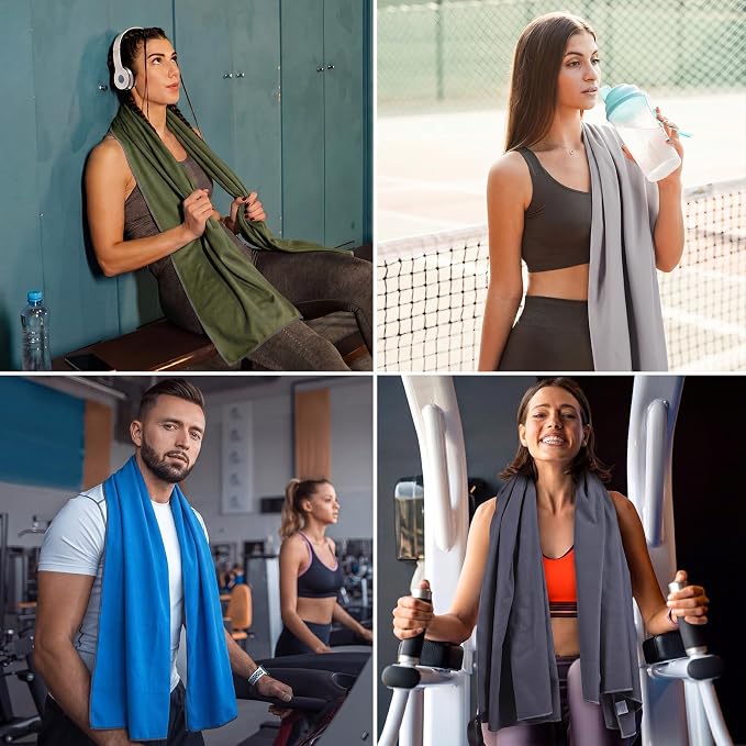 Mixweer 4 Pack Gym Microfiber Bath Towels 63"x32" Extra Large Shower Towel Lightweight Oversized Fast Drying Bathtowel for Gym Sports Travel Camping(Royal Blue, Military Green, Dark Gray, Medium Gray) - Image 7