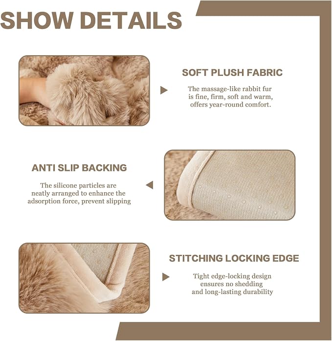 DREAMINGO Faux Fur Couch Seat Cover, Soft Plush Sofa Covers for Pet Washable, Non Slip Furniture Protector for Loveseat 2 Cushion Sofa, 35.4x70.9 Inch, Coffee - Image 4