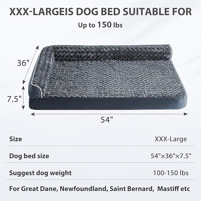 BFPETHOME Orthopedic XXL Dog Beds Large Sized Dog, Washable Dog Couch Bed | Removable Cover, Waterproof Lining, Non-Slip Bottom, Large Pet Sofa with Sides for Big & Senior Dogs, Cozy Sleeping Dog Bed - Image 5