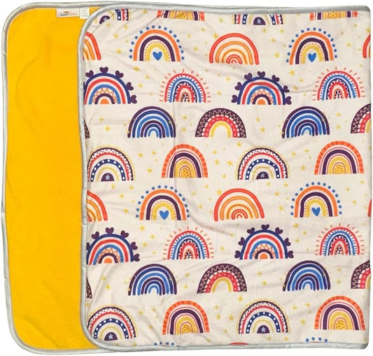 Tater Pets Guinea Pig Fleece Cage Liner - Tidy Mat - Lap Pad - Corner Pad - Absorbent - Machine Washable - for Guinea Pigs and Hedgehogs (2x5 C&C (28"x 70"), Rainbows) by TaterPets