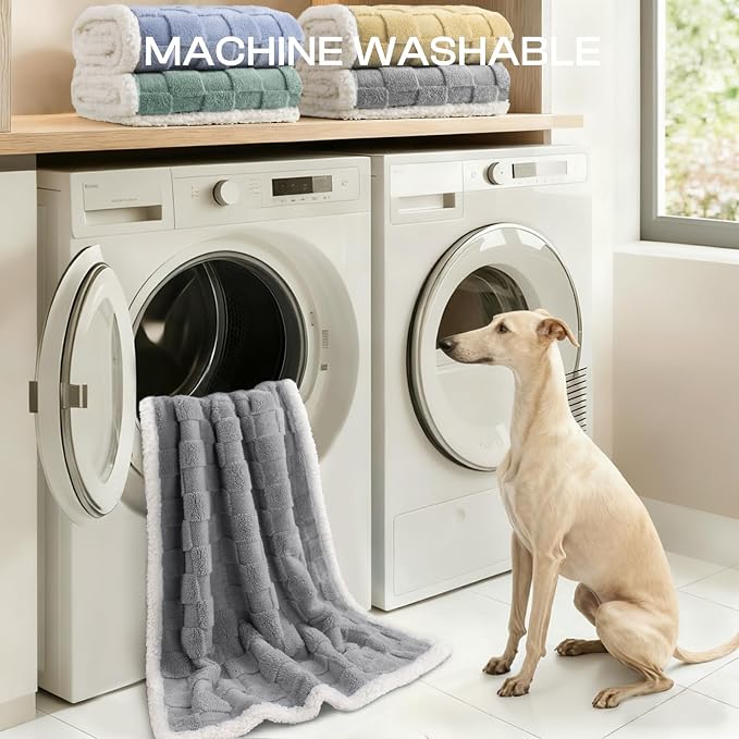 Luciphia Waterproof Dog Blanket, Reversible Fleece & Sherpa, Couch Cover | Soft plush fluffy, washable, puppy, cat, dog bed, crate, car seat, sofa, throw, furniture protector,Gray,X-Large（85" x 57"） - Image 7