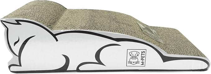 M-Pets Baltimore Cat Scratching Board, Corrugated Cardboard Cat Scratcher Lounge, Furniture Protection Scratch Pad for Indoor Cats, White, 45 x 19.5 x 13 cm, 1 Piece by M-PETS