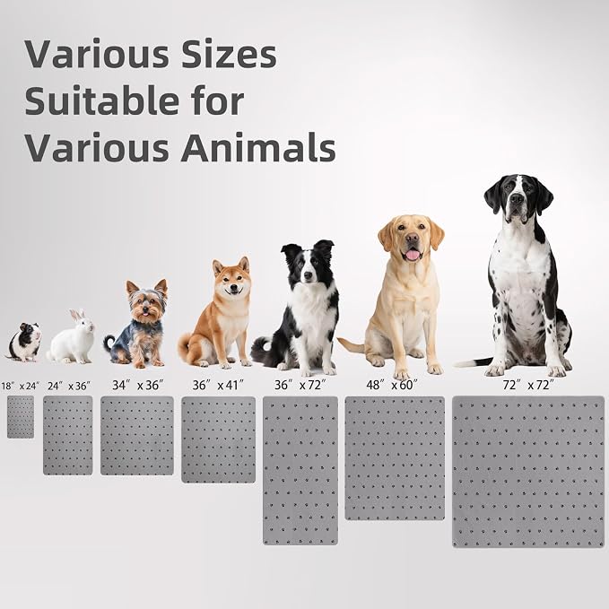 PUPTECK Washable Pee Pads for Dogs Dog Training Pads 2 Pack Grey 48x60 in | Reusable Puppy Potty Training Pads Whelping Mat Pet Food Feeding Mat Leakproof Fast Absorption Non-Slip for Couch, Crate - Image 2