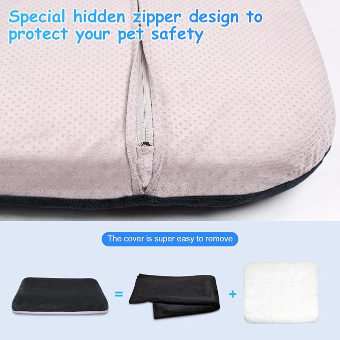 Magic Dog Super Soft Extra Large Dog Bed, 47 Inches Jumbo Orthopedic Foam Pet Beds with Anti Slip Bottom, Dog Sleeping Mattress with Removable and Washable Cover, Dark Grey XL - Image 5