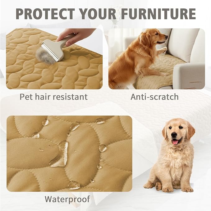 Ameritex Waterproof Pet Bed Cover Anti-Slip Dog Bed Blanket for Sofa and Furniture Waterproof New Pattern Design (Sand, 30x53 Inch (Pack of 1)) - Image 2
