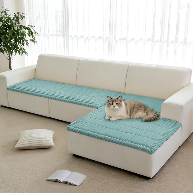 Fuzzy Pet Couch Covers for Dogs Washable, Thick Couch Covers for 3 Cushion Sofa Pet Friendly, Non Slip Plush Dog Couch Cover for for Sectional, Loveseat (Turquoise, 27.6" x 83") - Image 7