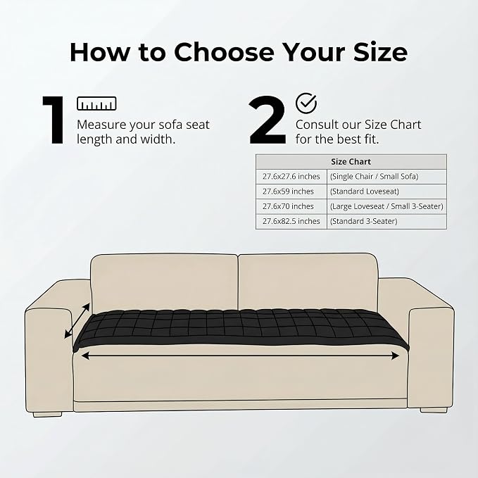 Non-Slip Sectional Couch Covers, Washable Pet Friendly Furniture Protector for Dogs Cats, Soft Thick Slipcover for L-Shaped Sofa (Sold by Piece, Not Set) (Black, 27.6"x82.5") - Image 4